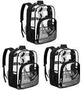 BLUEFAIRY Clear Backpack for School Stadium Approved Large PVC See Through Bag Heavy Duty Bookbag...