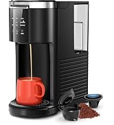 Kismile Single Serve Coffee Maker, 2 in 1 Drop Coffee Machine Compatible with K Cup & Ground Coff...