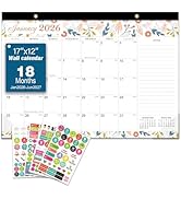 DESEN 2026-2027 Desk Calendar , Jan 2026-Jun 2027, 17"x12" Large Size , Colorful Floral Design, P...