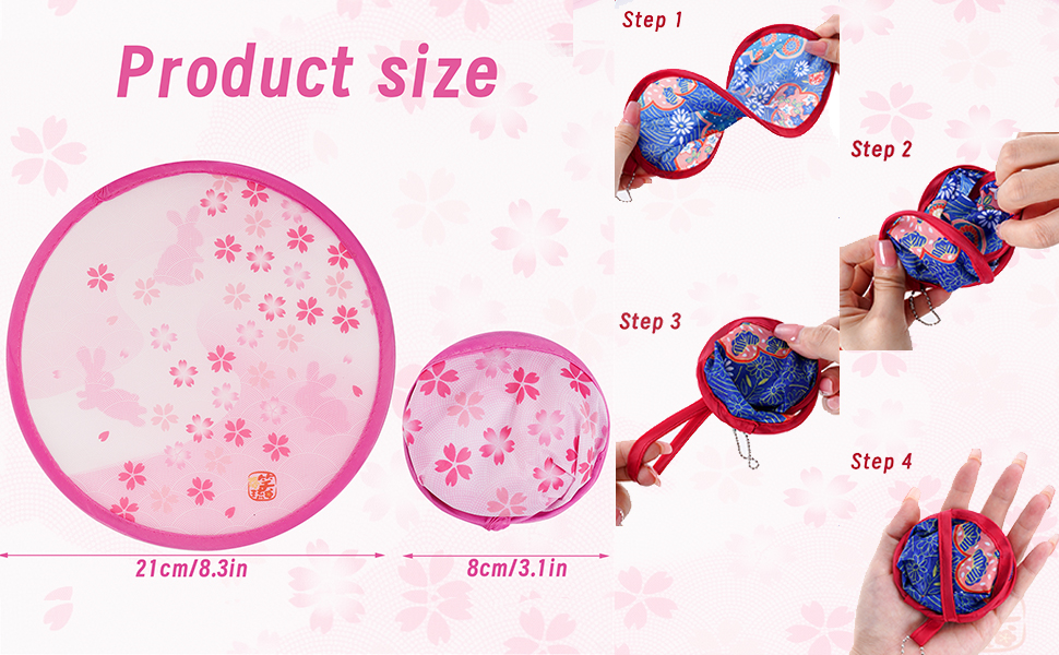 Floral Round Foldable Hand Fan Japanese Foldable Fan Style Handheld Foldable Compact Cooling Fans