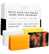VALITIC Kojic Acid Soap Bars - Turmeric, Snail Mucin, Charcoal and Lemon - 4 Assorted Dark Spot R...