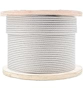 100m Coated Steel Wire Rope, 0.6/0.8/1/1.2/1.5/2mm 304 Stainless Steel Wire Cable for Clothesline...