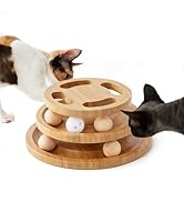 ZOMISIA Cat Ball Track Toy with Puzzle Top, Wooden Cat Toys for Indoor Cats with Spinning Balls, ...