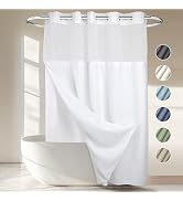 River Dream Heavyweight No Hooks Required Dotted Waffle Weave Shower Curtain with Snap in Liner,B...