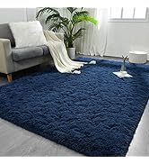 FlyDOIT Large Area Rugs for Living Room, 4x6 Feet Navy Blue Shaggy Rug Fluffy Throw Carpets, Ultr...