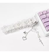 COOMICKEY Custom DIY Keyboard Strap, Cute White Lace Back Snap Straps with Charm Compatible for A...