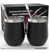 CHILLOUT LIFE Stainless Steel Wine Tumblers 2 Pack 12 oz - Double Wall Vacuum Insulated Wine Cups...