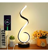 BESKETIE Modern Spiral LED Table Lamp for Bedroom, Bedside Lamps with USB Charging Ports, Dimmabl...