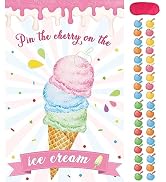 Hooqict Pin The Cherry On The Ice Cream Game Birthday Party Games for Kids Ice Cream Theme Party ...