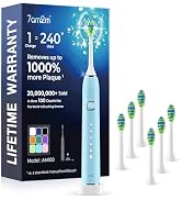 7AM2M Sonic Electric Toothbrush with 6 Brush Heads for Adults&Kids, One Charge for 120 Days, Wire...