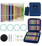 Yarniss 18 Pairs Circular Knitting Needles Set US Sizes 0-15, Aluminum Interchangeable Knitting N...