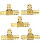 Barbed Tee 1/8" x 1/8" x 1/8" Barb T Brass Hose Fitting 3 Way Connector Fuel/Air/Gas/Water 5pcs