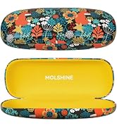molshine Hard Shell PU Leather Glasses Case,Travel Portable Eyeglass Case for Men Women Girl Trav...