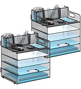JMHUD 5-Tier Paper Letter Tray Organizer with Pen Holder, Mesh Desk Accessories & Workspace Organ...