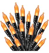 2Pack Orange Outdoor Halloween Lights, 39Feet 100 LED Mini Lights with 8 Lighting Modes, Connecta...