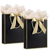 YoungTree Gift Bags with Handles, 13" Medium Gift Bag with 4 Tissue Paper and 2 Card, 2 Pcs Prese...