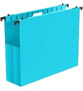 Shutex Extra Capacity Plastic Hanging File Folders,12 Pack Reinforced Expanding Hang Folder Lette...