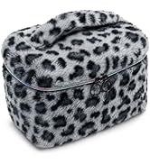 imerelez Plush Travel Makeup Bag Toiletry bag for Women Soft Fluffy Cosmetic Bag Portable Foldabl...
