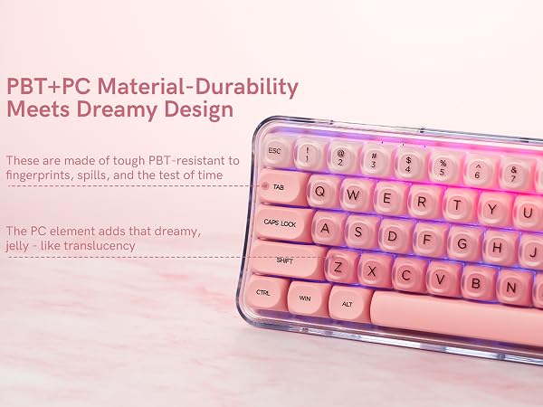 Keycaps made of PBT + PC material