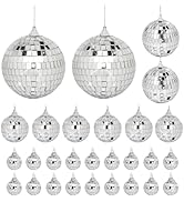 28 Pack Mini Mirror Disco Ball Set: Silver Hanging Disco Balls Decor - Small Mirror Ball Ornament...