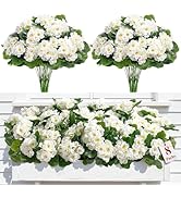 Alupssuc 8Pcs Artificial Geranium Flowers for Outdoors Decoration Silk Floral, UV Resistant Fake ...