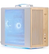 darkFlash Portable Micro-ATX PC Case with Handle, 1 ARGB PWM Fans, with Walnut Wood, Type-C, Supp...