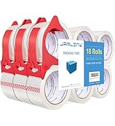 JARLINK 18 Rolls Clear Packing Tape with 3 Dispensers, Heavy Duty Packaging Tape Refills for Ship...