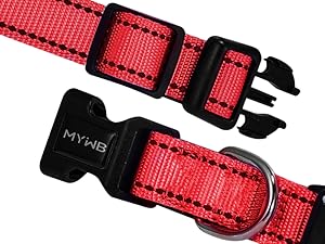 MYIWB Dog Collar Quick-Release Buckle, Easy On/Off, Reflective Strips for Safety