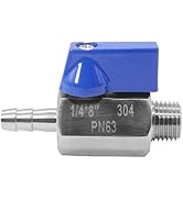 Beduan Stainless Steel 5/16" Hose Barb to 1/4" NPT Male Mini Ball Valve for Home Brew Kettle