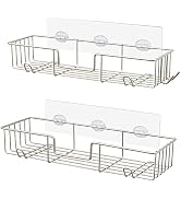 AmazerBath Shower Caddy Shelf with Hooks, No Drilling Adhesive Shower Shelf for Bathroom Storage,...