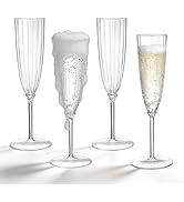 QualQuot 18Pack Clear Plastic Champagne Flutes, 5 OZ Hard Disposable Plastic Champagne Flute, 1-P...