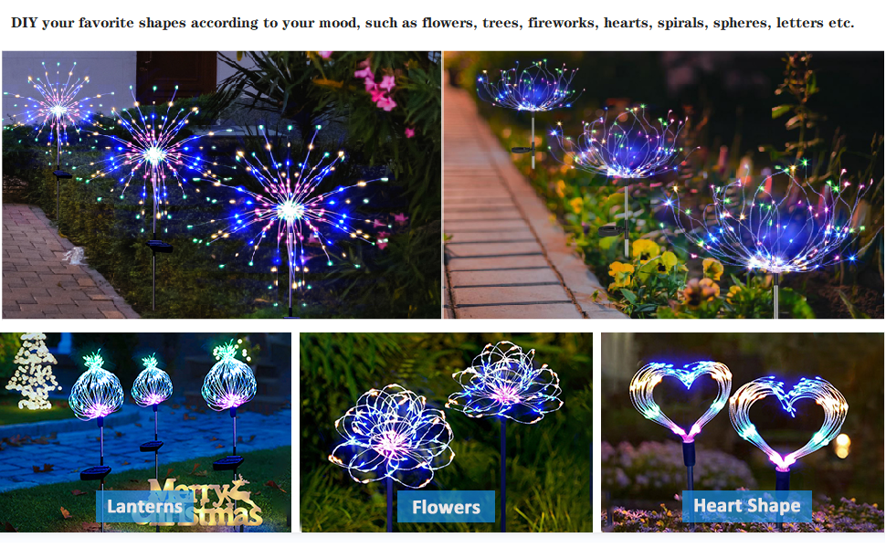 solar outside firework lights DIY shape