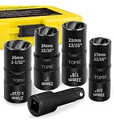 Topec 5-Piece Flip Edition Bolt Extractor Set, 1/2” Lug Nut Remove Used for Removing Rusted and S...