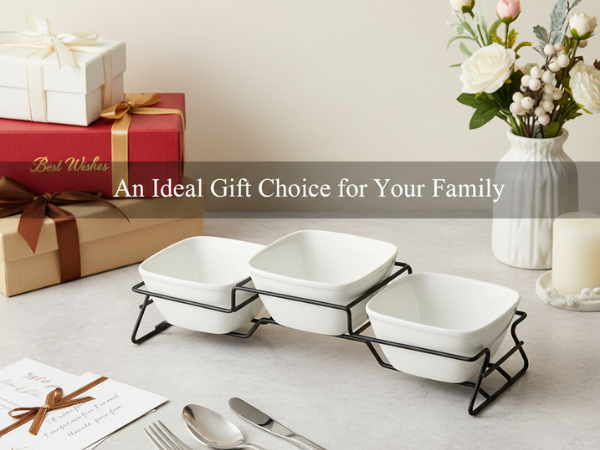 Square Bowl Chip & Dip Serving Set