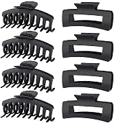 TOCESS 8 Pack Black Big Hair Claw Clips for Women Large Claw Clip for Thin Thick Curly Hair 90's ...