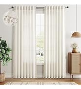 Naturoom Boho Linen Curtains Country Farmhouse Curtains 84 Inches Long 2 Panels for Bedroom Cream...