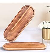 Wooden Decorative Trays 2PCS Farmhouse Wood Trays Bathroom Vanity Bathroom Counter Wood Tray Home...