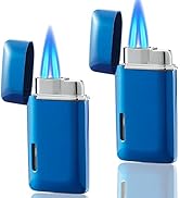 Futlidys 2 Pack Mini Torch Lighter Butane Refillable, Double Flame Butane Lighter with Visible Wi...