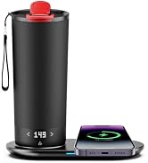 VFZO Temperature Control Heated Travel Mug Smart Self Heating Coffee Mug 18 Oz App Controlled LED...