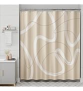 AmazerBath Shower Curtain, 72"x72" Abstract Line Art Cloth Shower Curtain with 12 Shower Curtain ...