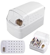 FATUXZ 2 in 1 Nail Drill Bit Holder and Cleaning Brush Case,30 Holes Nails Drills Bits Cleaning B...
