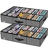 Onlyeasy Sturdy Under Bed Shoe Storage Solution Organizer For Closet Fit 16x2 Pairs, Underbed Sho...