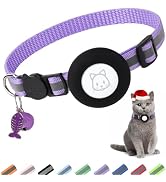 Airtag Cat Collar, Air tag Cat Collar with Bell and Safety Buckle in 3/8" Width, Reflective Colla...