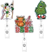 Christmas Badge Holder Retractable Clip - Cosmisun 3 Pcs Winter Badge Reel with Alligator Clip Gl...