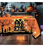 Arquiel Halloween Witch Orange Tablecloth Waterproof, Bats Black Table Cloth Rectangle, Washable ...