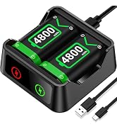 EXTREMECOOL Xbox One Controller Battery Pack, Xbox Rechargeable Battery Station with 2x4800mWh Re...