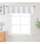 WelvetBLK White Valances for Windows, Faux Linen Textured Short Curtains for Bathroom Basement Ca...
