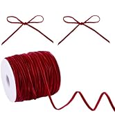HOBBIESAY 65Yard 1/8 Inch Red Thin Velvet Ribbon Vintage Singal Faced Ribbon Door Garland Bow Dec...
