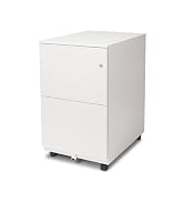 Aurora Modern Soho Design 2-Drawer Metal Mobile File Cabinet with Lock Key/Fully Assembled, White