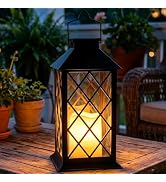 Dekofun 14" Large Tempered Glass Solar Lanterns Outdoor Waterproof, Hanging Solar Lights with Fli...